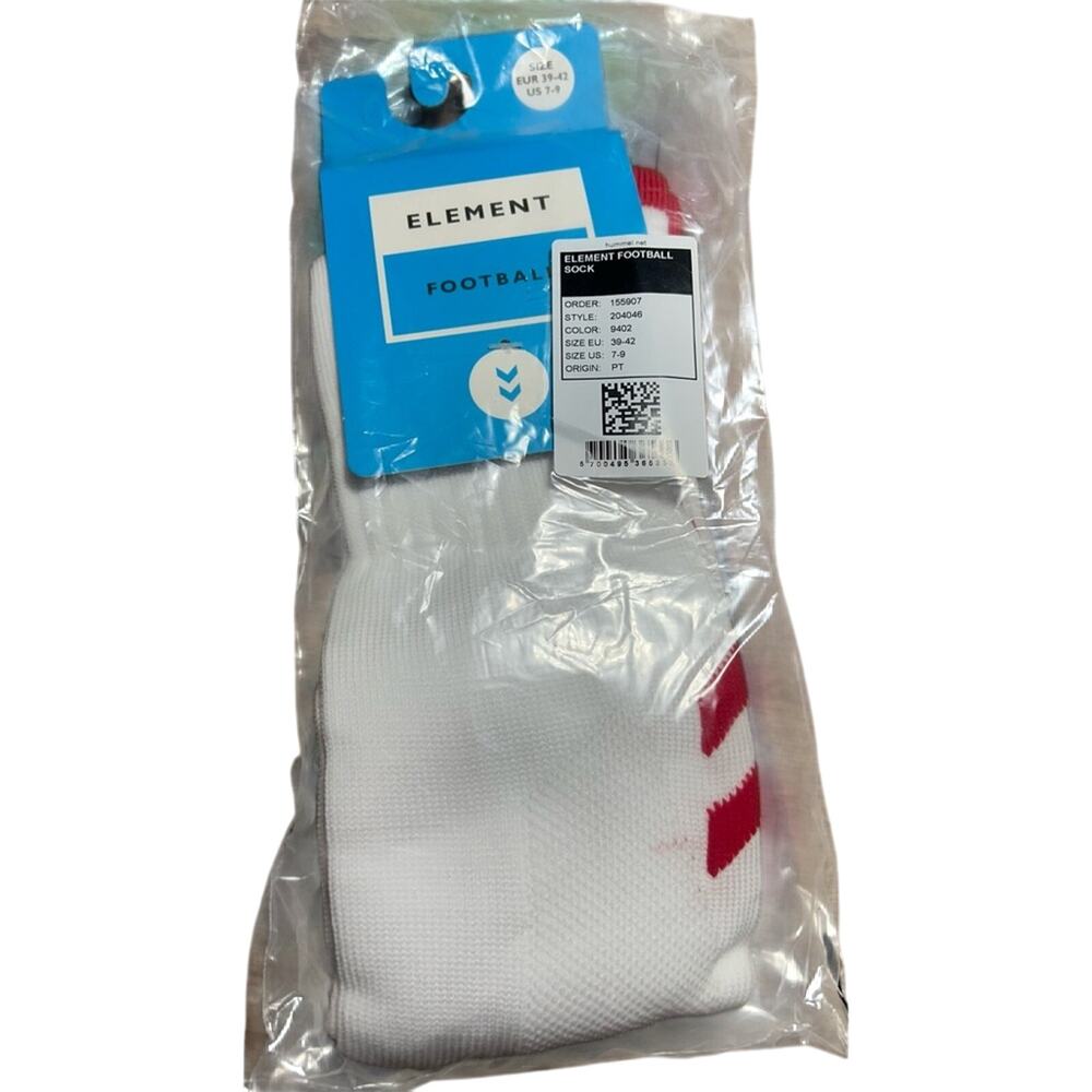 Element Athletic Football Socks White Tube Socks w/red stripes sz 7-9